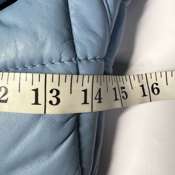 STYLISM Denmark Sheepskin Oversized Puffy Quilted Light Blue Crossbody Bag NWOT - Picture 8 of 11